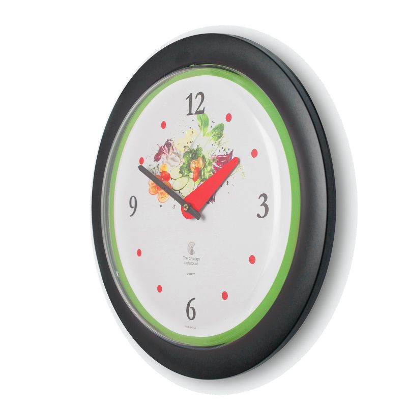 14&#34; x 1.8&#34; Vegetable Garden Green Accent Decorative Wall Clock Black Frame - By Chicago Lighthouse, 3 of 5
