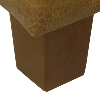 Light Brown Tufted Faux Leather Storage Ottoman