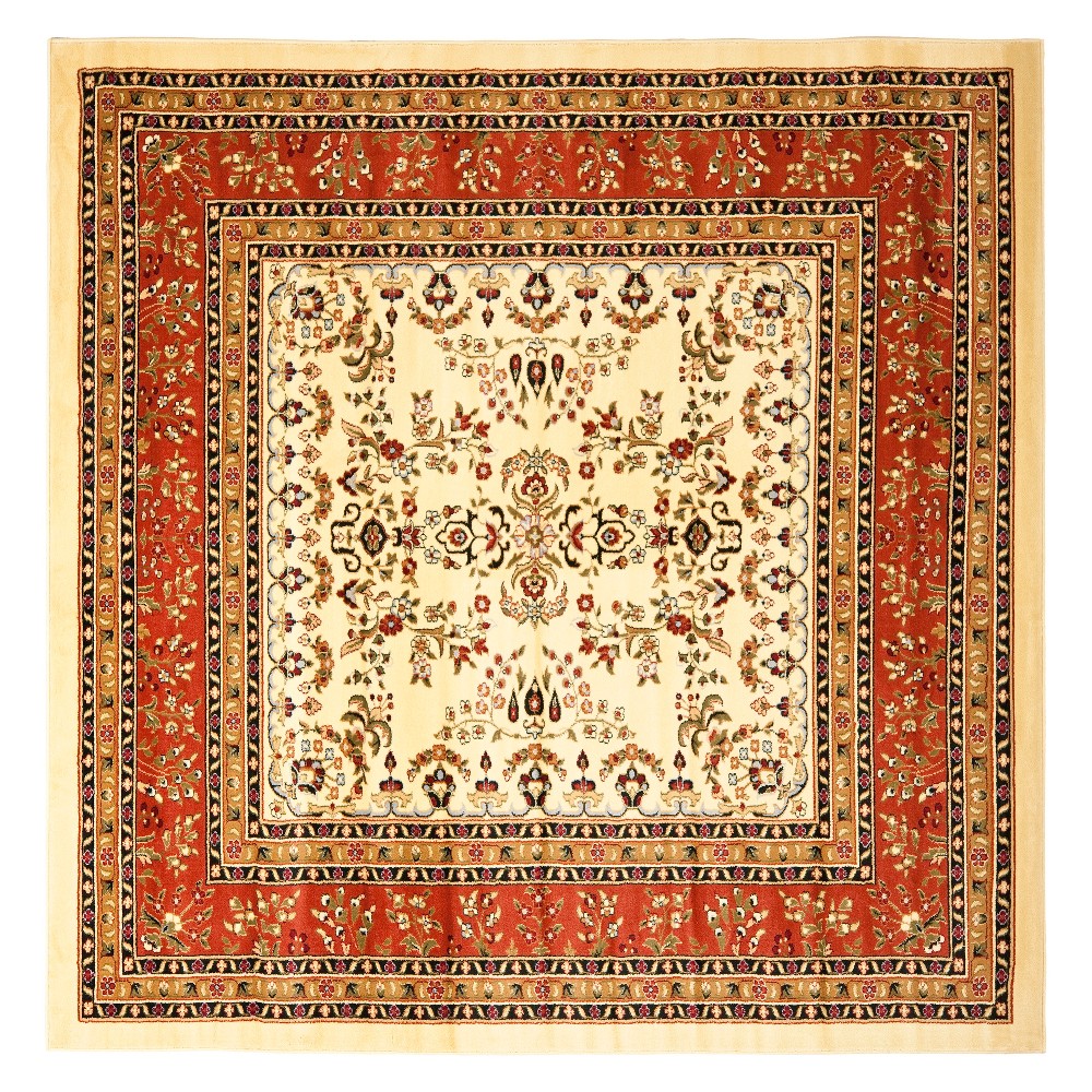 8'x8' Floral Loomed Square Area Rug Ivory/Rust - Safavieh