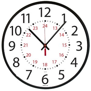 12.75" Quartz 12/24 Hour Wall Clock Black - The Chicago Lighthouse: Modern Indoor Timepiece, UV Protective Cover - 1 of 4