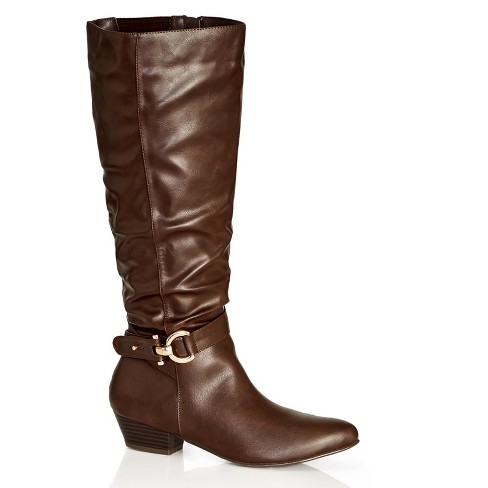 City Chic | Women's Wide Fit Rialta Knee Boot - Chocolate - 8w : Target