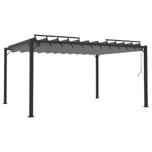 vidaXL Gazebo with Louvered Roof 9.8'x13.1' Anthracite Fabric and Aluminum - 1 of 4