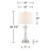 Regency Hill Luca Modern Table Lamps Set of 2 with Round Risers 26 1/2" High Glass USB Charging Port Fabric Drum Shade for Living Room Desk Office - 4 of 4