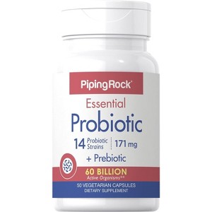 Piping Rock Probiotic Supplement 60 Billion CFU | 50 Capsules | 14 Strains With Prebiotics - 1 of 1