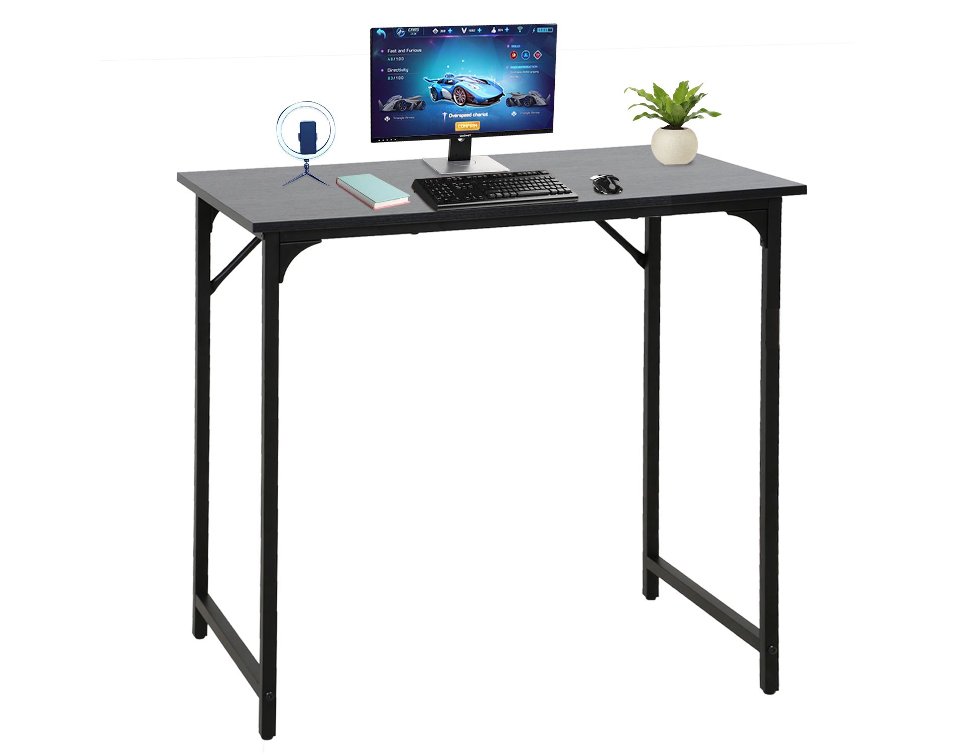 BestMassage 32 Inch Modern Industrial Computer Desk Office Desk with Spacious Top and Sturdy Steel Frame, Black