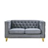Ridstar 2 Seat Modern Velvet Buttons Tufted Sofa with Metal Legs & Arm Couch For Living Room & Office-Grey - 3 of 4