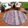 Pink And Gray Striped Washable Indoor Outdoor Area Rug - 2 of 4