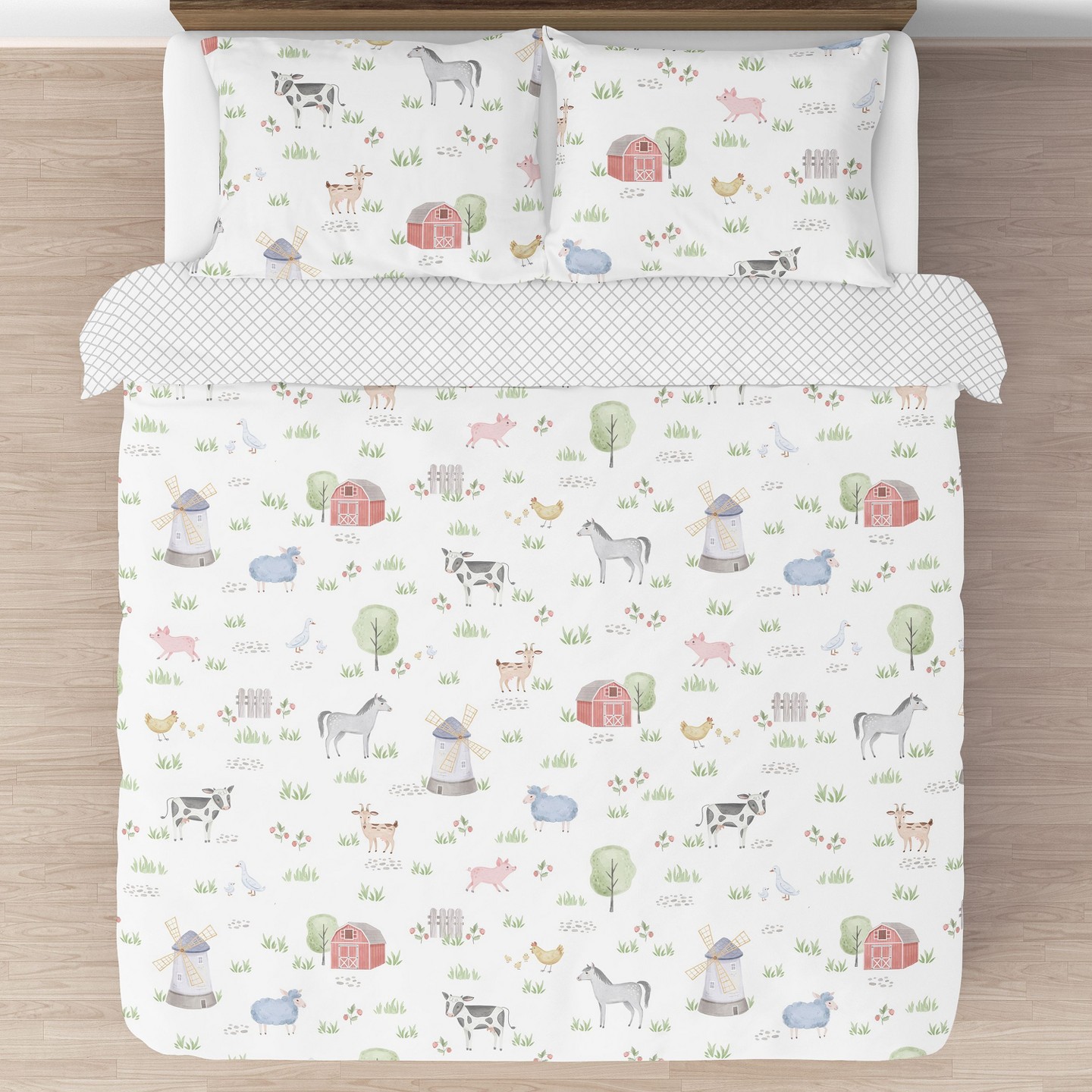 Постельное бельё Sweet Jojo Designs Full/Queen Comforter Bedding Set Farm Animals Multicolor 3 pc, цвет: Разноцветный — фото 3