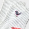 Women's Embroidered Tennis Ribbed Ankle Socks - Ivory/Peach 4-10: Recycled Polyester, Banded Cuff, Shapes Pattern - 3 of 3