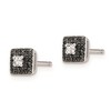 Black Bow Jewelry Black & White Diamond 6mm Square Post Earrings in Sterling Silver - 2 of 4