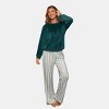 Women's Green Fuzzy Knit Sweater & Striped Pants Pajama Set - Cupshe - 4 of 4