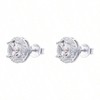 14K Gold Plated Sterling Silver Post Brilliant Round Faux Diamond Halo Earrings - Premium Cubic Zirconia in Rose, White, and Yellow Gold - 3 of 4