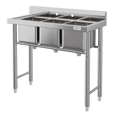 Stainless Steel Utility Sink, Commercial Kitchen Sink, Wide Compartment, Outdoor -Suitable for Garage, Restaurant, Outdoor