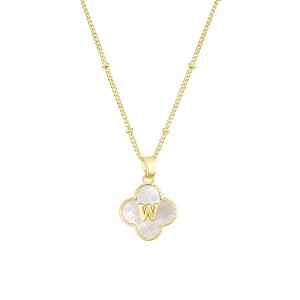 Adornia 14k Gold Plated Mother-of-Pearl Initial Clover Necklace - 1 of 1