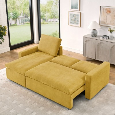 NicBex 90" L-Shaped Convertible Sleeper Sofa Bed Upholstered Pull Out Bed Couch with Reversible Storage Chaise and Removable & Washable Covers