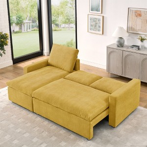 NicBex 90" L-Shaped Convertible Sleeper Sofa Bed Upholstered Pull Out Bed Couch with Reversible Storage Chaise and Removable & Washable Covers - 1 of 4