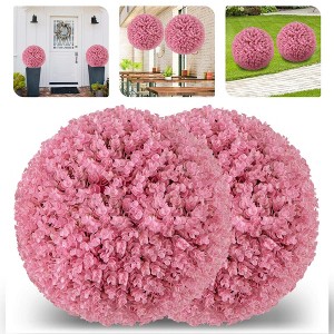 Costway 2 PCS Artificial Plant Topiary Ball 17.5" Faux Decorative Balls for Indoor Outdoor - 1 of 4