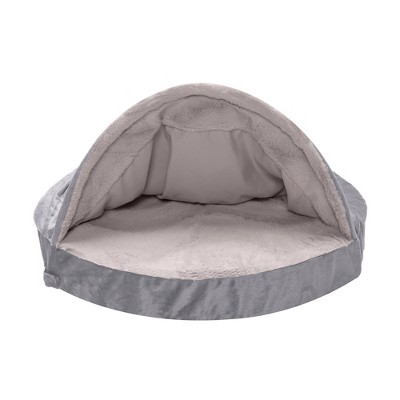 Large Dark Gray Velvet Orthopedic Burrow Dog Bed