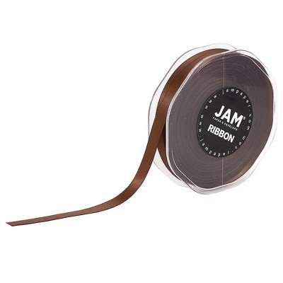 JAM Paper Double Faced Satin Ribbon 3/8 Inch Wide x 25 Yards Chocolate Brown 803SACHB25