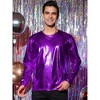 INSPIRE CHIC Men's Round Neck Long Sleeves Shining Disco Metallic T-Shirt - 2 of 4