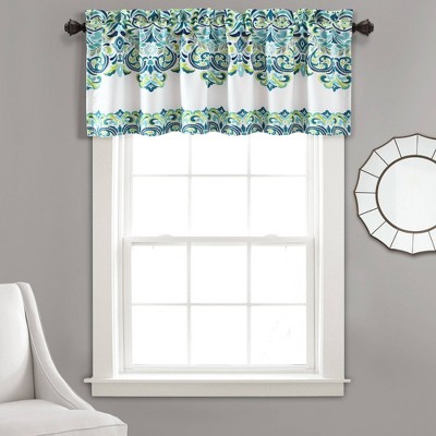 18"x52" Clara Light Filtering Valance Blue/Green - Lush Décor