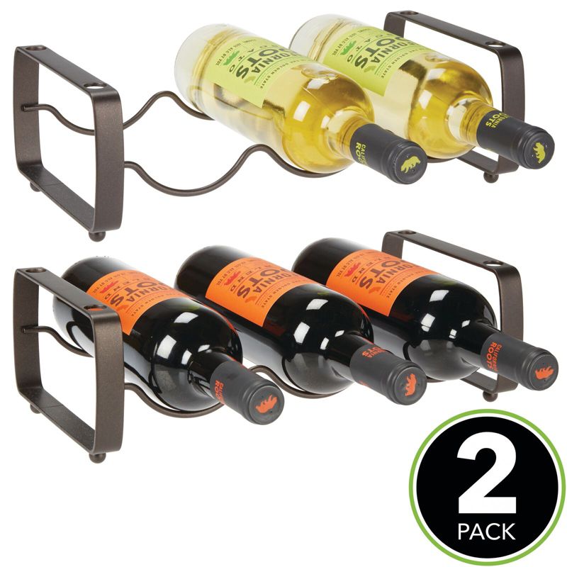 mDesign Metal Free-Standing Stackable Multi-Bottle Wine Rack, 2 of 9