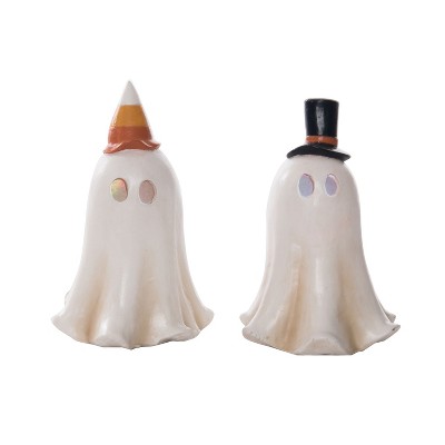 Small Resin Light Up Vintage Ghost Figurine Set of 2