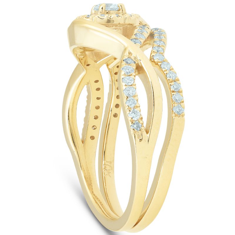 Pompeii3 3/8CT Diamond Engagement Wedding Ring Set Infinity Twist Halo 10k Yellow Gold, 2 of 6