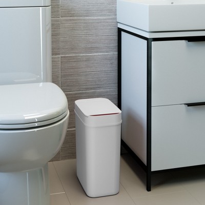 White 3 Gallon Touchless Plastic Kitchen Trash Can