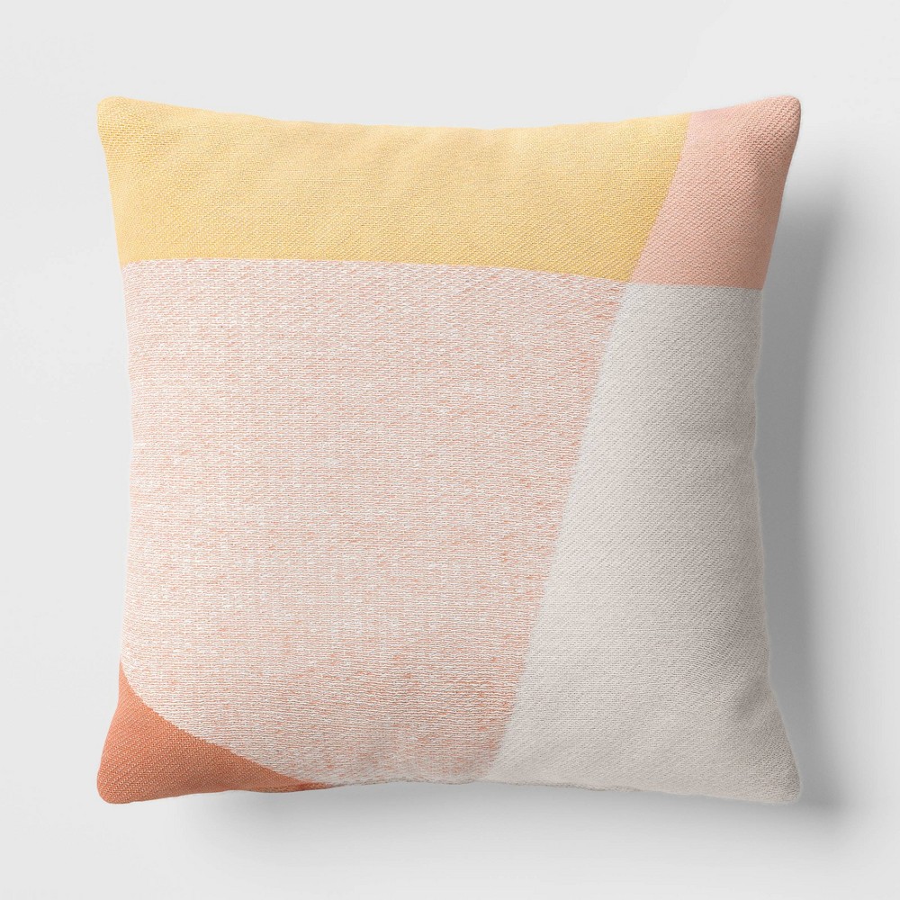 Color Blocked Woven Cotton Square Throw Pillow Yellow - Room Essentials™