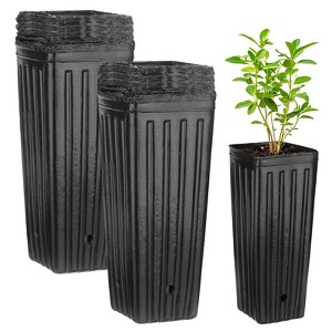 Unique Bargains Plastic Deep Drainage Holes Indoor Outdoor Gardening Plant Nursery Pots Black - 1 of 4