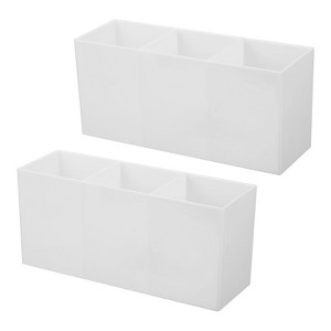 Unique Bargains 3 Compartments Acrylic Large Capacity Square Office Home Pencil Holder 2 Pcs - 1 of 4