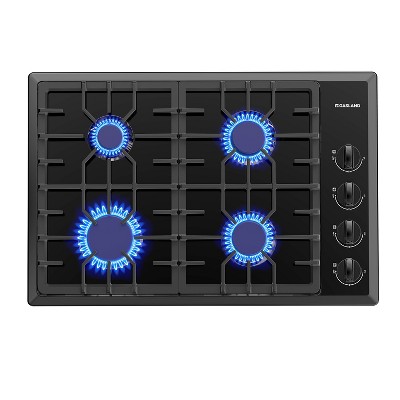 GASLAND Pro GH2304ES 30-Inch 4-Burner Built-in Side Knob Control Gas Cooktop, NG/LPG Convertible, Black Enamel