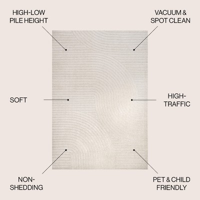 Scandinavian Ivory Geometric 35"x60" Synthetic Area Rug