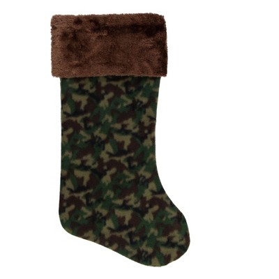 Northlight 19" Brown and Green Camouflage Christmas Stocking with Brown Cuff