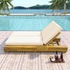 Christopher Knight Home Nami Rustic Outdoor Acacia Wood Double Chaise Lounge with Adjustable Back and Cushions - 2 of 4