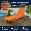 Mallorca 77.56"x23.62" Modern Classic Adjustable Acacia Wood Chaise Outdoor Lounge Chair with Cushion & Wheels - JONATHAN Y - 3 of 4
