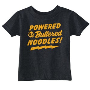 Toddler Funny T Shirts Powered By Butter Noodles Sarcastic Food Graphic Novelty Tee For Young Kids - Crazy Dog Toddler T Shirt - 1 of 4