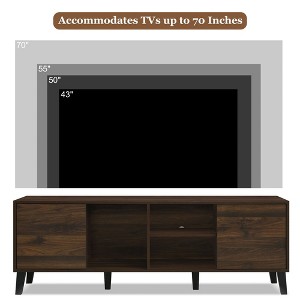 Mid Century TV Stand with 2 Cabinets & 3 Open Shelves, Media Console for TVs up to 70'', Entertainment Center for Living Room, Bedroom - 1 of 4
