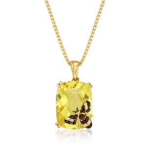 Ross-Simons 8.75 Carat Lemon Quartz Bee Pendant Necklace in 18kt Gold Over Sterling Size 18 - 1 of 3