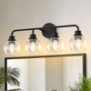 DORESshop 26 in. 4-Light Black Bathroom Vanity Light with Clear Globe Shades, Modern Wall Fixture for Bathrooms, Hallways - 3 of 4
