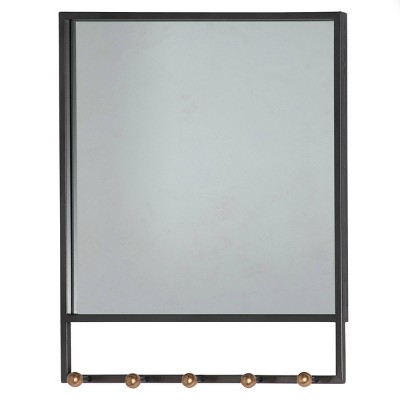 Industrial Wood Square Decorative Wall Mirror Black - Olivia & May