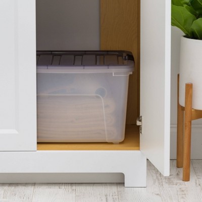 Clear Stackable Plastic Storage Bins with Latching Lids, 40 Qt.