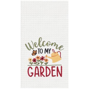 C&F Home Welcome To My Garden Embroidered Cotton Waffle Weave Kitchen Towel - 1 of 3