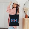 City Creek Prints Varsity USA Red Stars Canvas Tote Bag - 15x16 - Black - 2 of 2