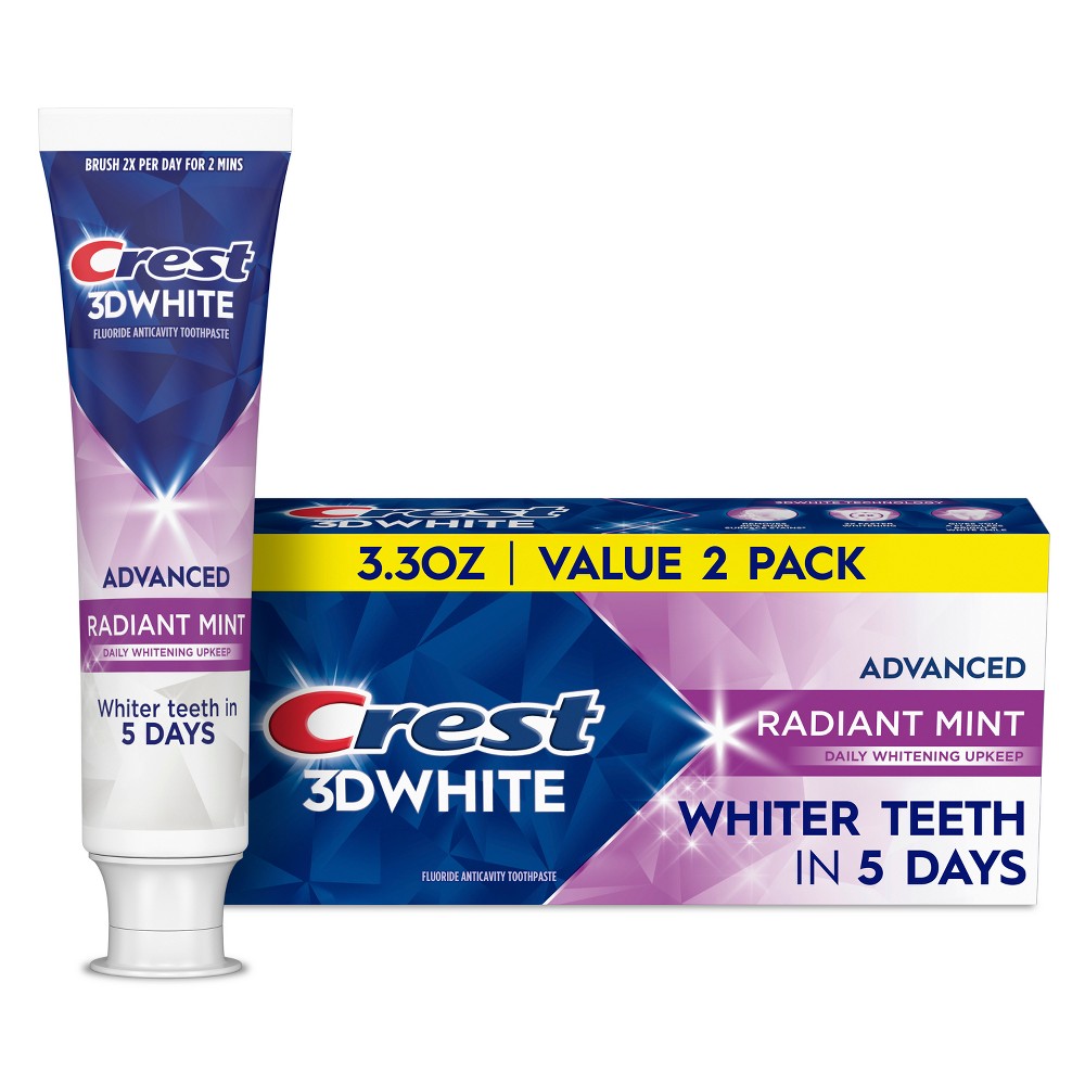 Photos - Toothpaste / Mouthwash Crest 3D White Advanced Teeth Whitening Toothpaste - Radiant Mint - 3.3oz/2pk 