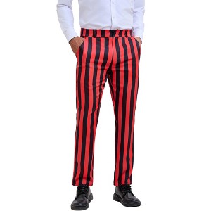 INSPIRE CHIC Men's Classic Fit Flat Front Business Work Prom Striped Pants - 1 of 4