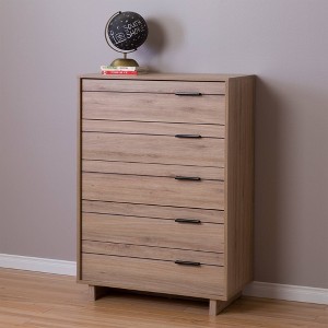 Fynn 5 Drawer Kids' Chest Rustic Oak - South Shore: Tall Dresser for Bedroom, Vertical Dressers, Farmhouse Style - 1 of 4