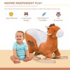 Mshliw Kids Plush Ride-On Rocking Horse Toy, Brown Animal Rocker with Lullaby Sound, Sturdy Wood Base for Boys and Girls, Halloween gift - 4 of 4