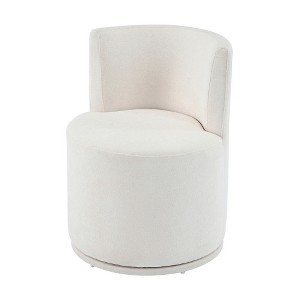 Lyngins Armless Swivel Accent Chairs with Curved Backrest,Upholstered Swivel Reading Chairs,Polyester Barrel Chairs for Bedroom,Living Room,Beige - 1 of 4